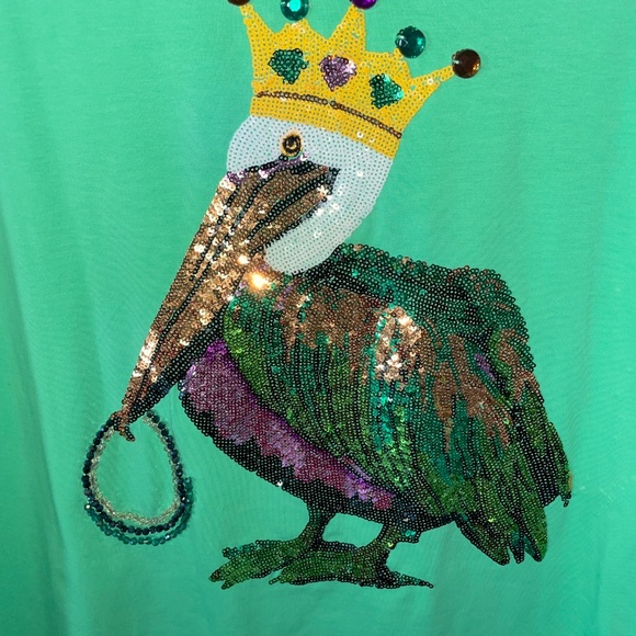 Mardi Gras Sequin Pelican Shirt - Picture 3 of 3
